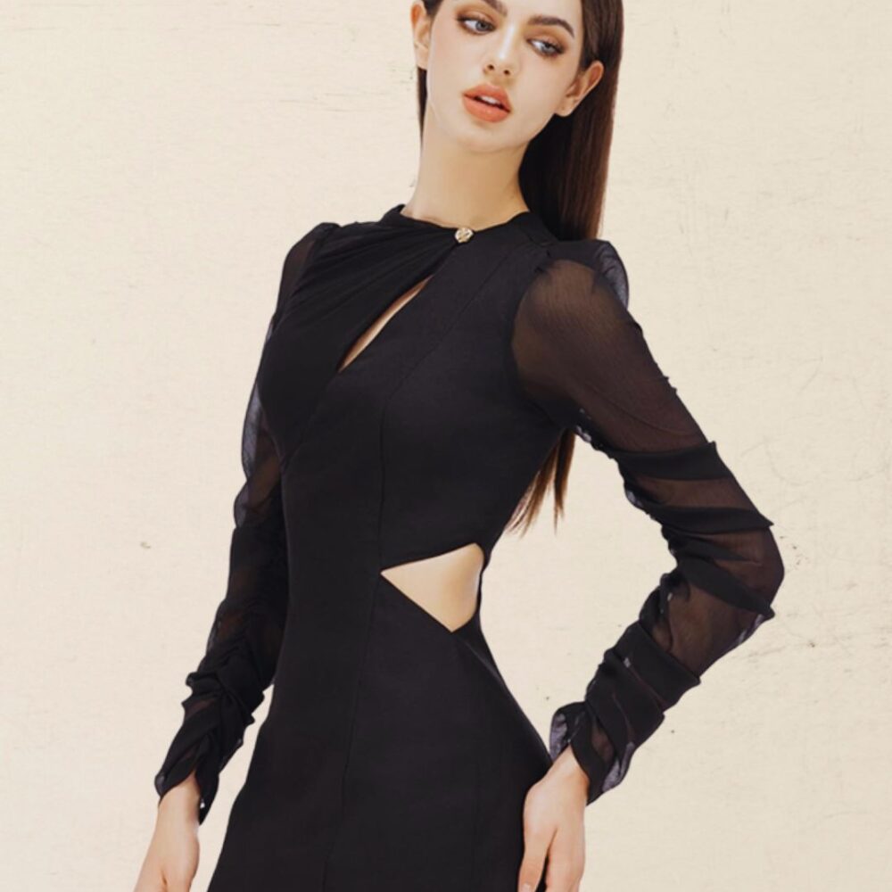 Midnight Elegance Cut-Out Mini Dress DR927